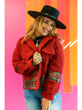Load image into Gallery viewer, PRE-ORDER RED AZTEC SHERPA JACKET
